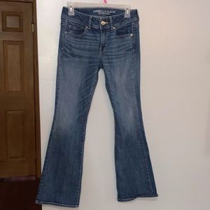 American Eagle blue jeans kick boot short